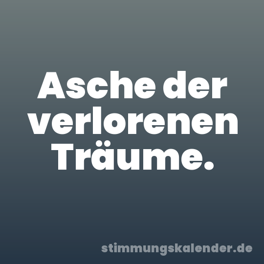 Asche der verlorenen Träume.
