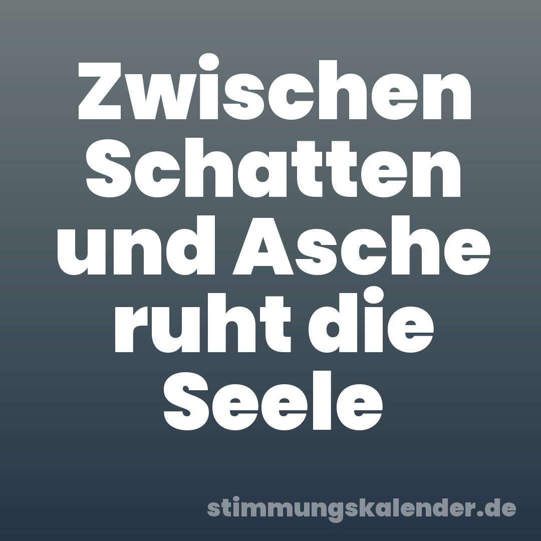 Zwischen Schatten und Asche ruht die Seele