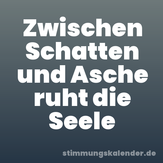 Zwischen Schatten und Asche ruht die Seele