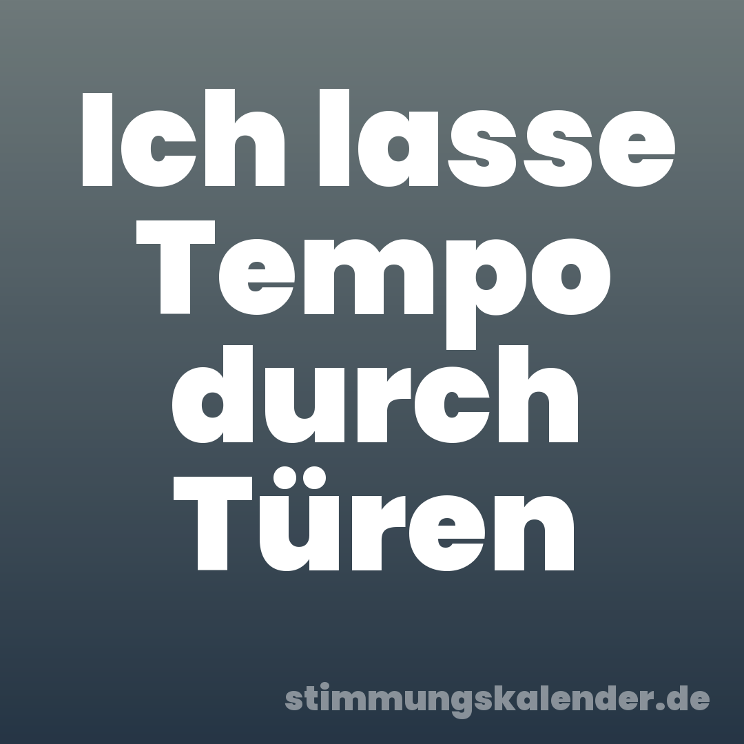 Ich lasse Tempo durch Türen