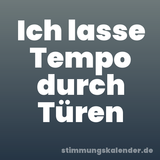 Ich lasse Tempo durch Türen