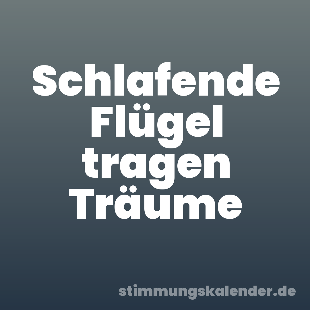 Schlafende Flügel tragen Träume