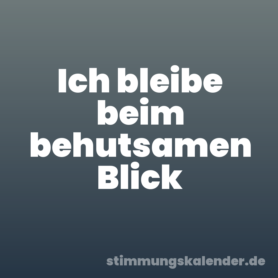 Ich bleibe beim behutsamen Blick