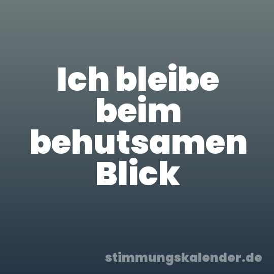 Ich bleibe beim behutsamen Blick