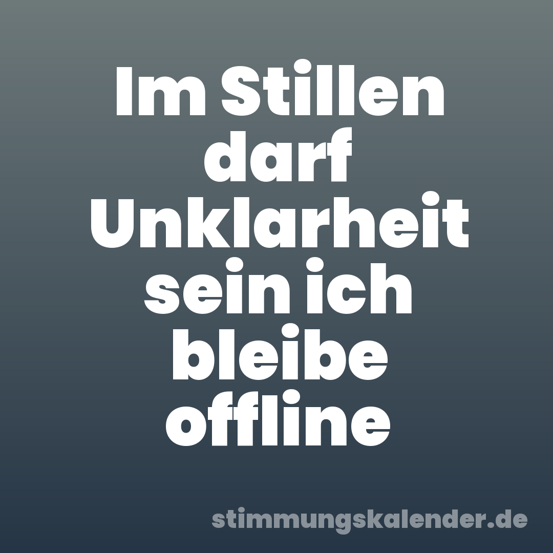 Im Stillen darf Unklarheit sein ich bleibe offline