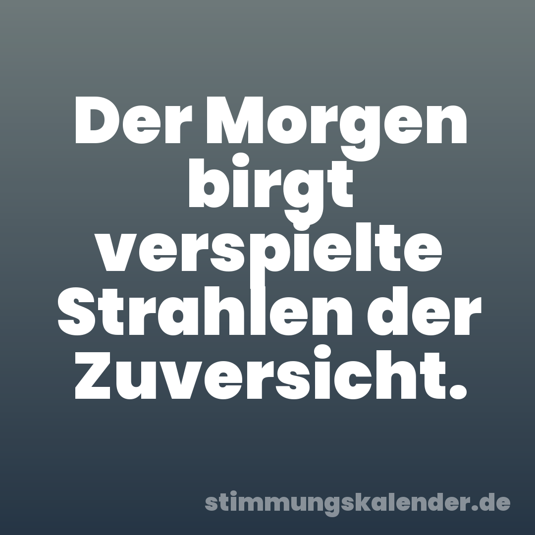 Der Morgen birgt verspielte Strahlen der Zuversicht.