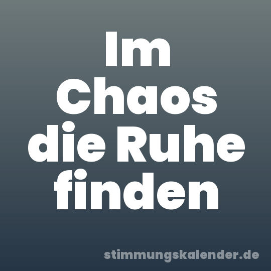 Im Chaos die Ruhe finden