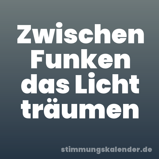 Zwischen Funken das Licht träumen