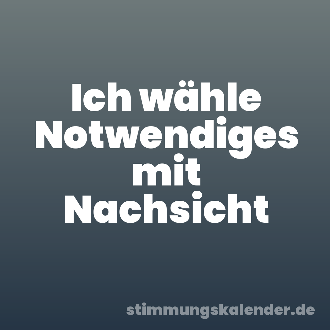 Ich wähle Notwendiges mit Nachsicht