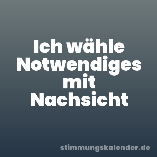 Ich wähle Notwendiges mit Nachsicht