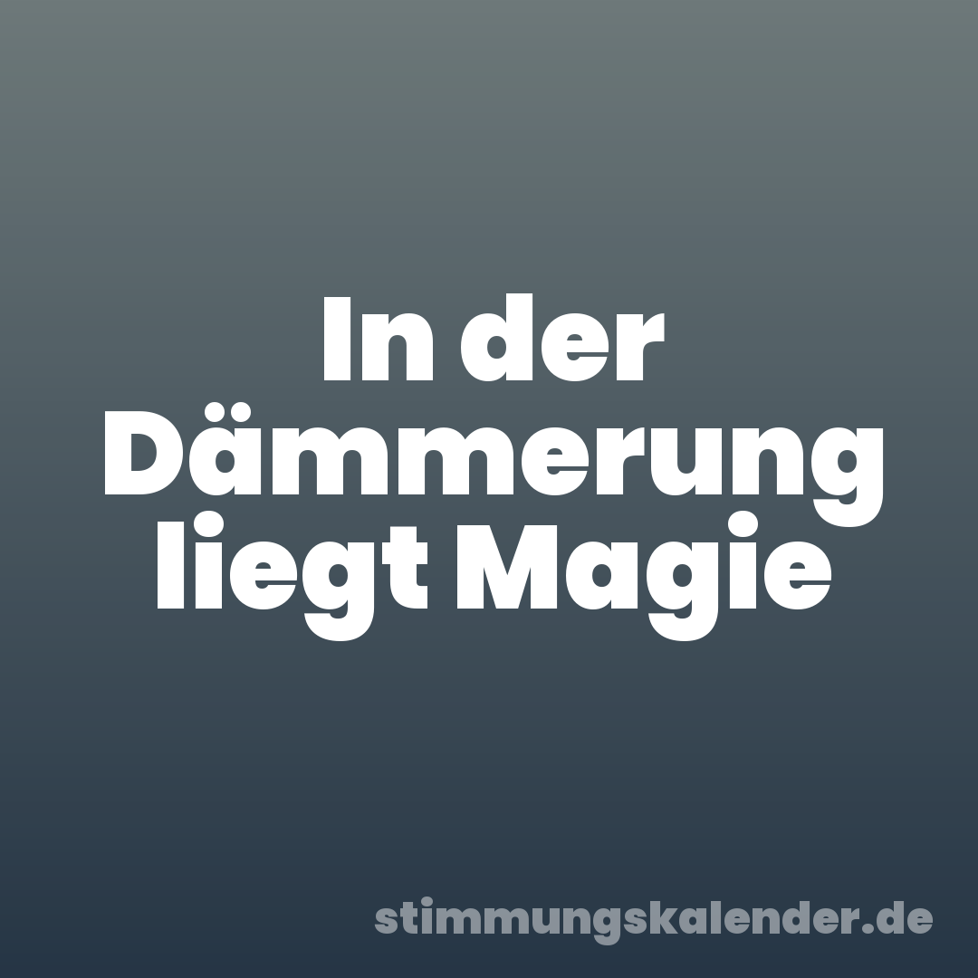 In der Dämmerung liegt Magie