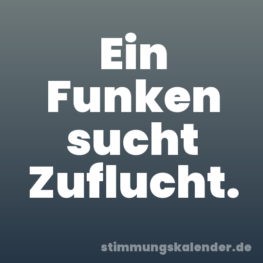 Ein Funken sucht Zuflucht.