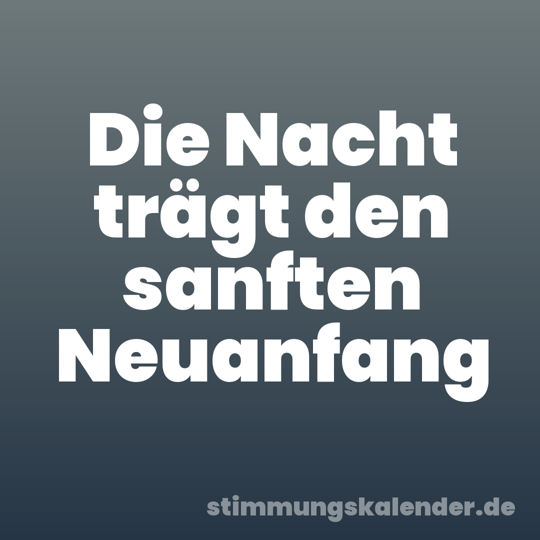 Die Nacht trägt den sanften Neuanfang
