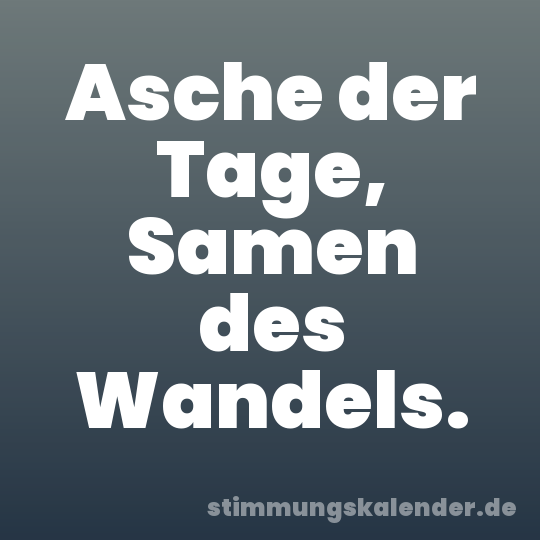 Asche der Tage, Samen des Wandels.