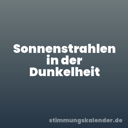 Sonnenstrahlen in der Dunkelheit