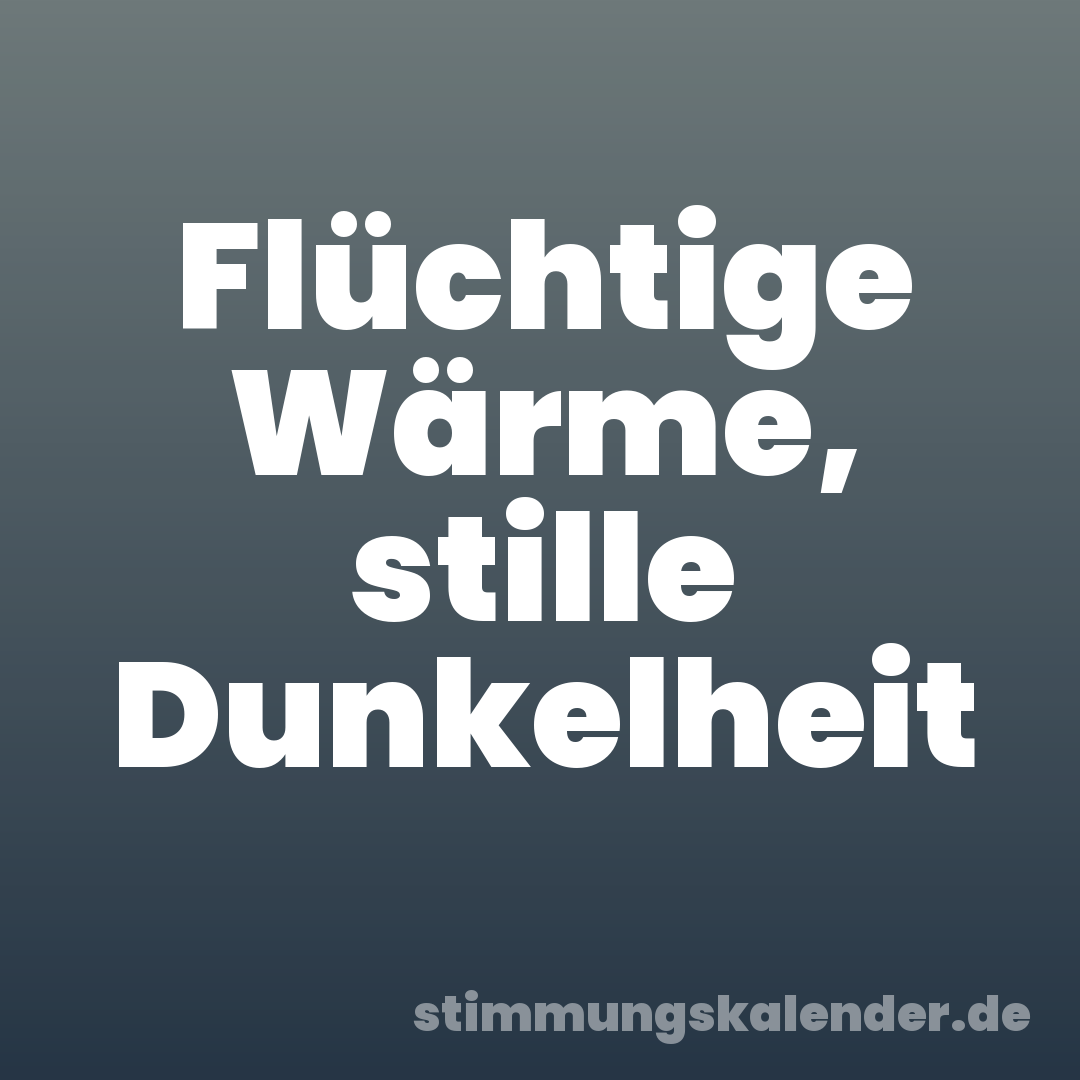Flüchtige Wärme, stille Dunkelheit