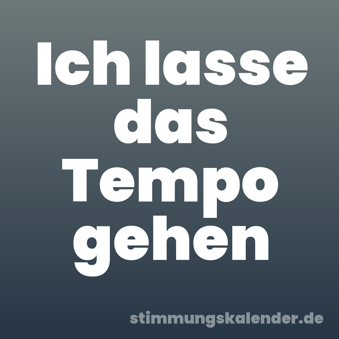 Ich lasse das Tempo gehen