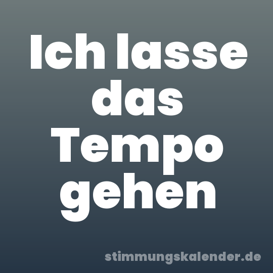 Ich lasse das Tempo gehen