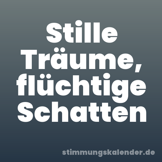 Stille Träume, flüchtige Schatten