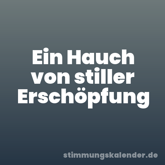 Ein Hauch von stiller Erschöpfung