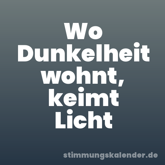Wo Dunkelheit wohnt, keimt Licht