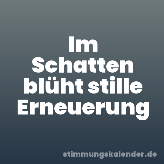 Im Schatten blüht stille Erneuerung