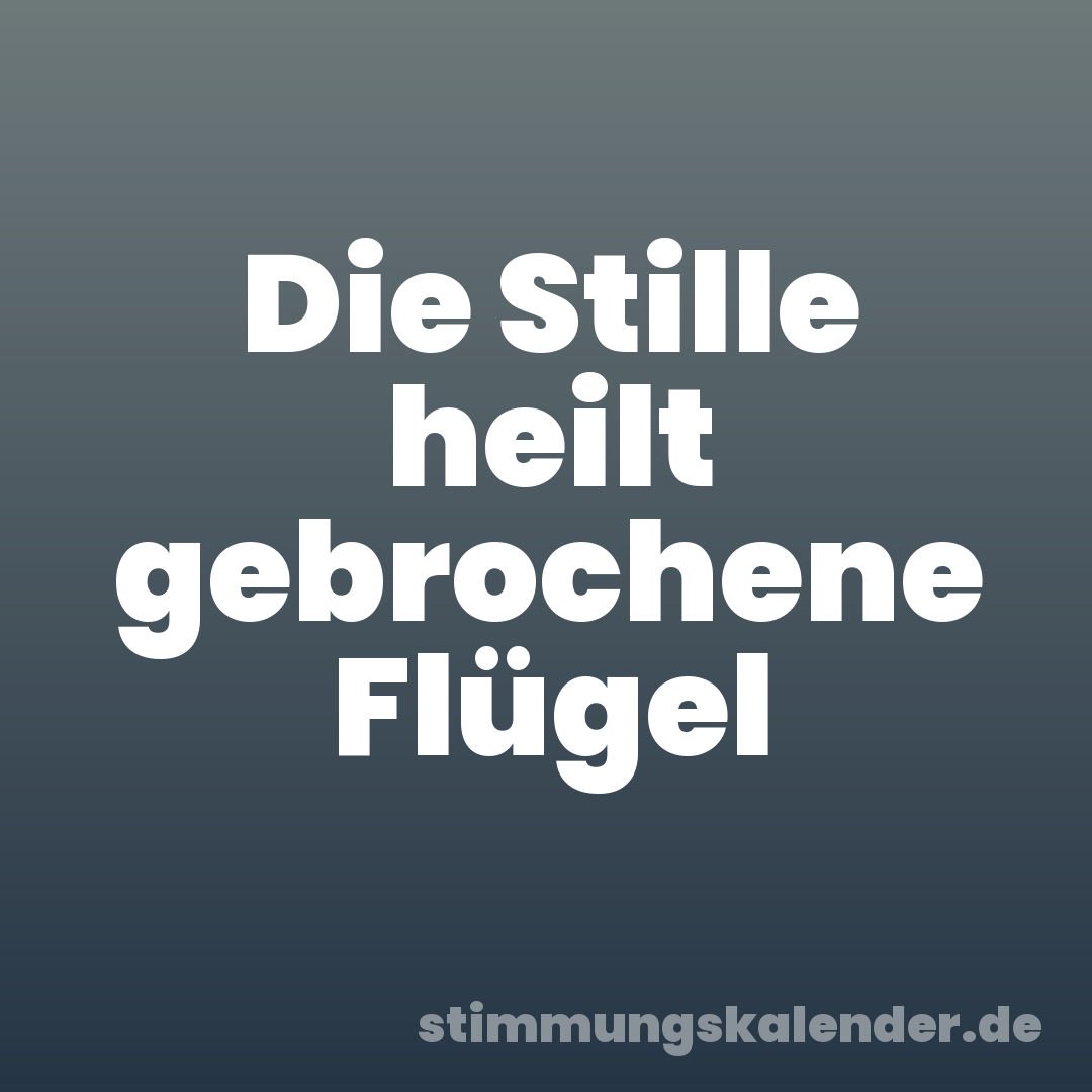 Die Stille heilt gebrochene Flügel