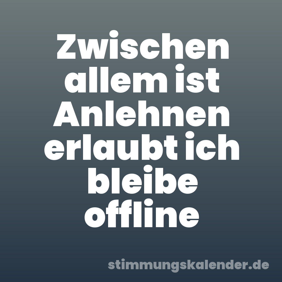 Zwischen allem ist Anlehnen erlaubt ich bleibe offline