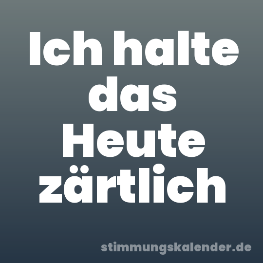 Ich halte das Heute zärtlich