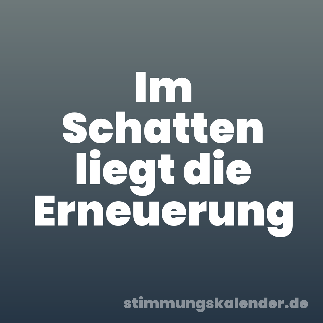 Im Schatten liegt die Erneuerung