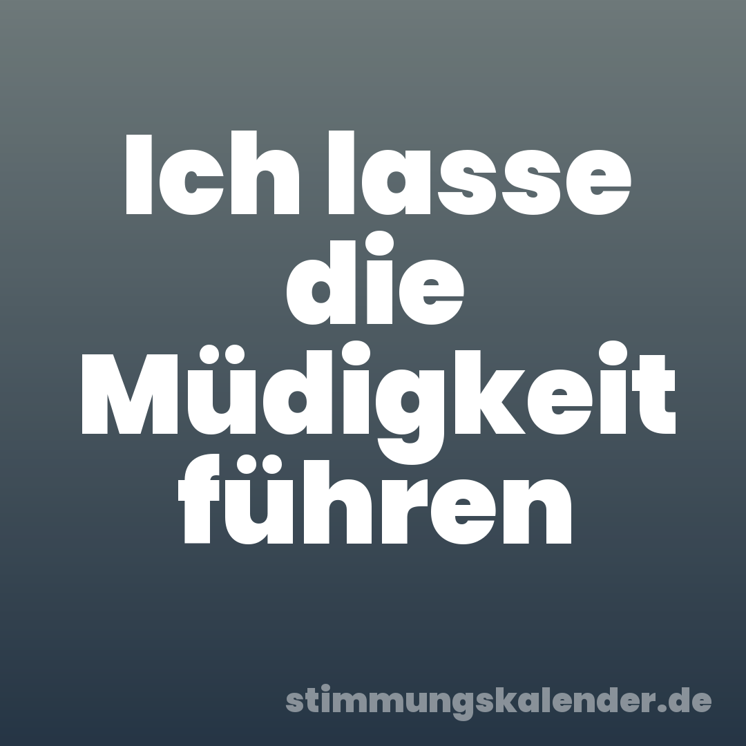 Ich lasse die Müdigkeit führen