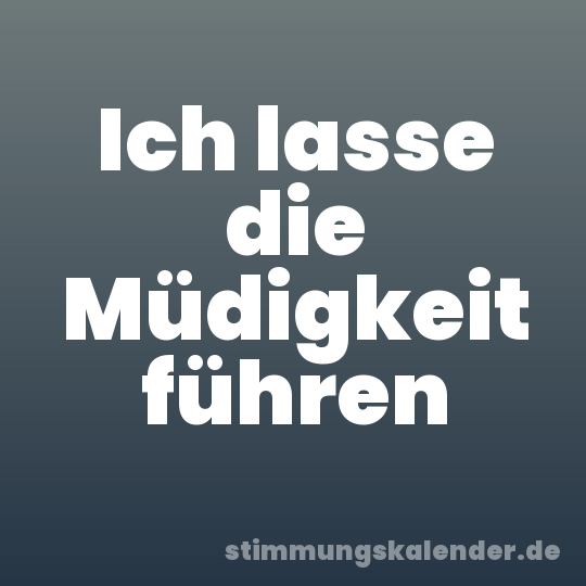 Ich lasse die Müdigkeit führen