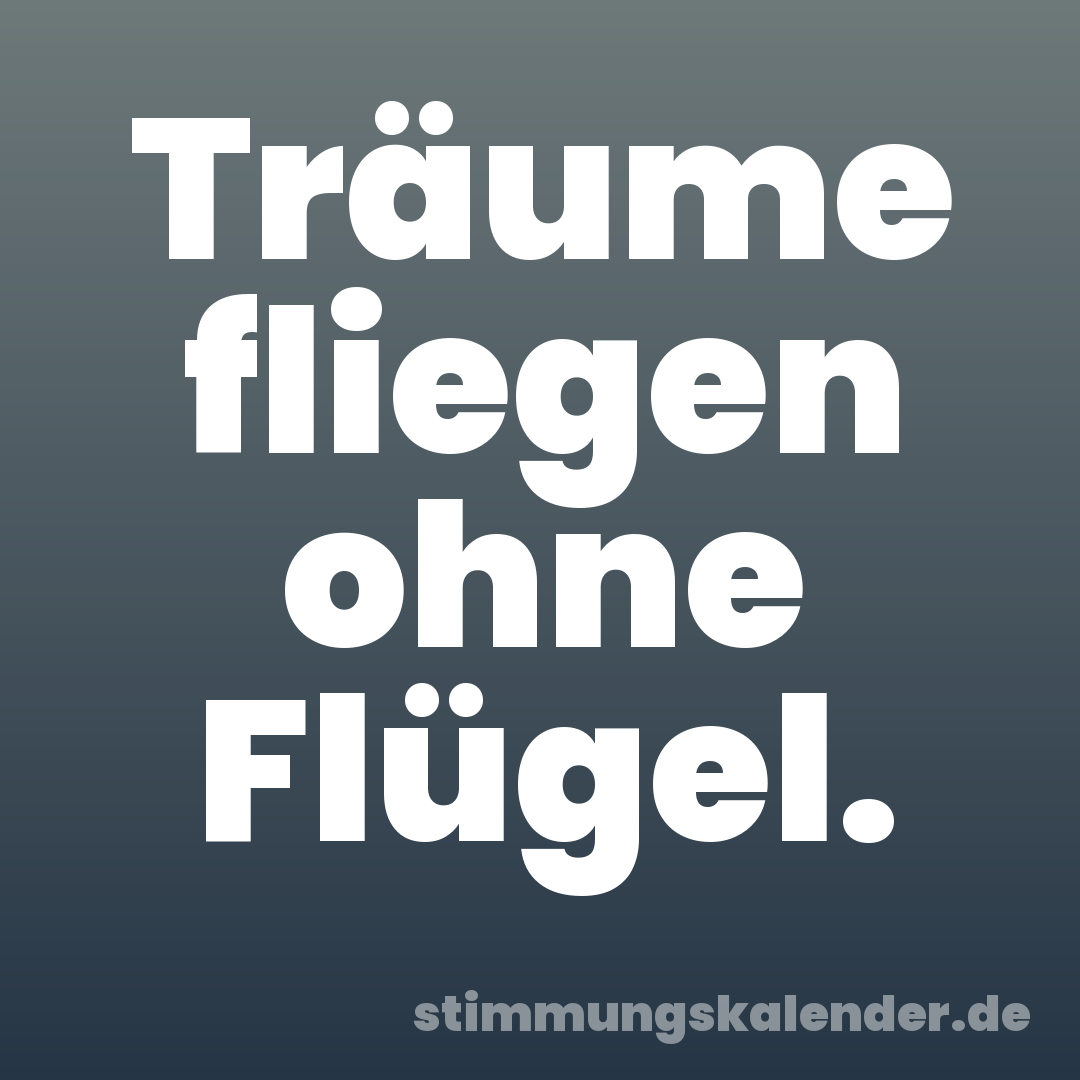 Träume fliegen ohne Flügel.