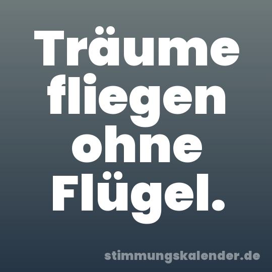 Träume fliegen ohne Flügel.