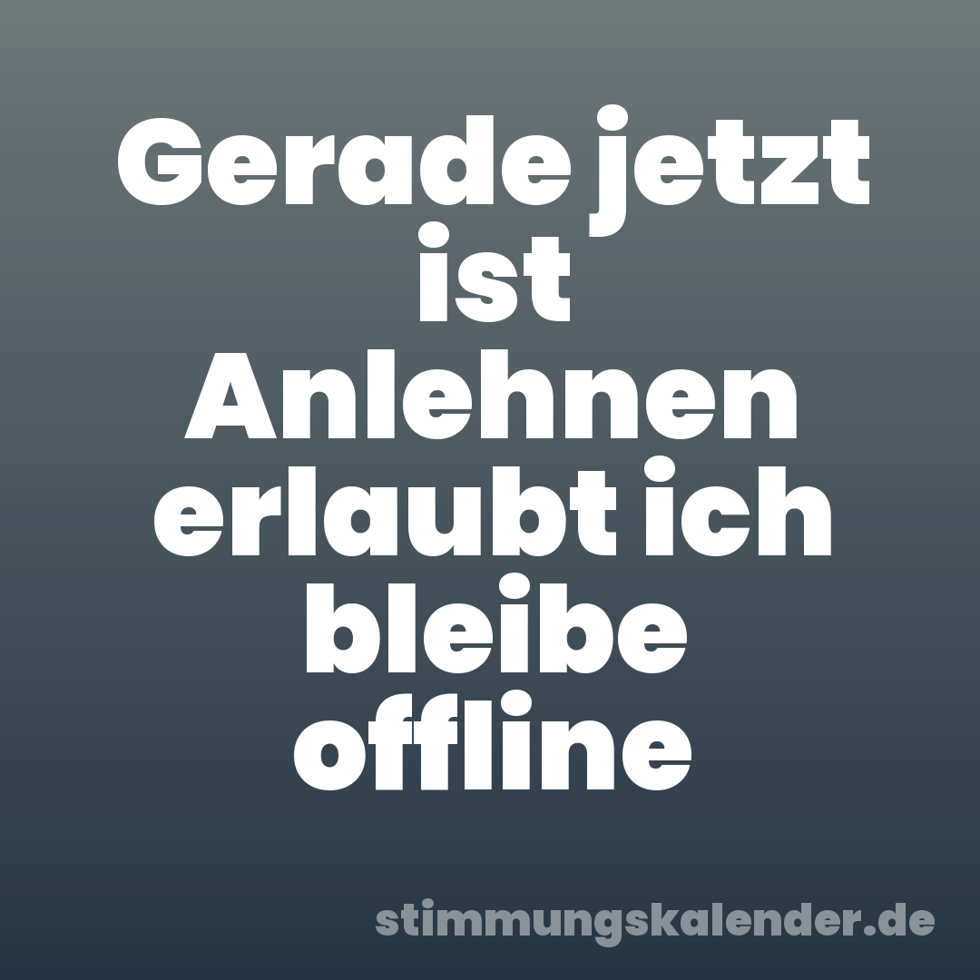 Gerade jetzt ist Anlehnen erlaubt ich bleibe offline