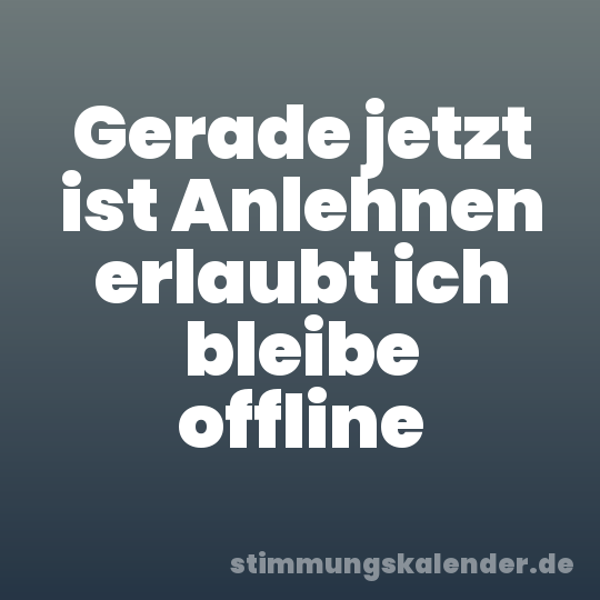 Gerade jetzt ist Anlehnen erlaubt ich bleibe offline