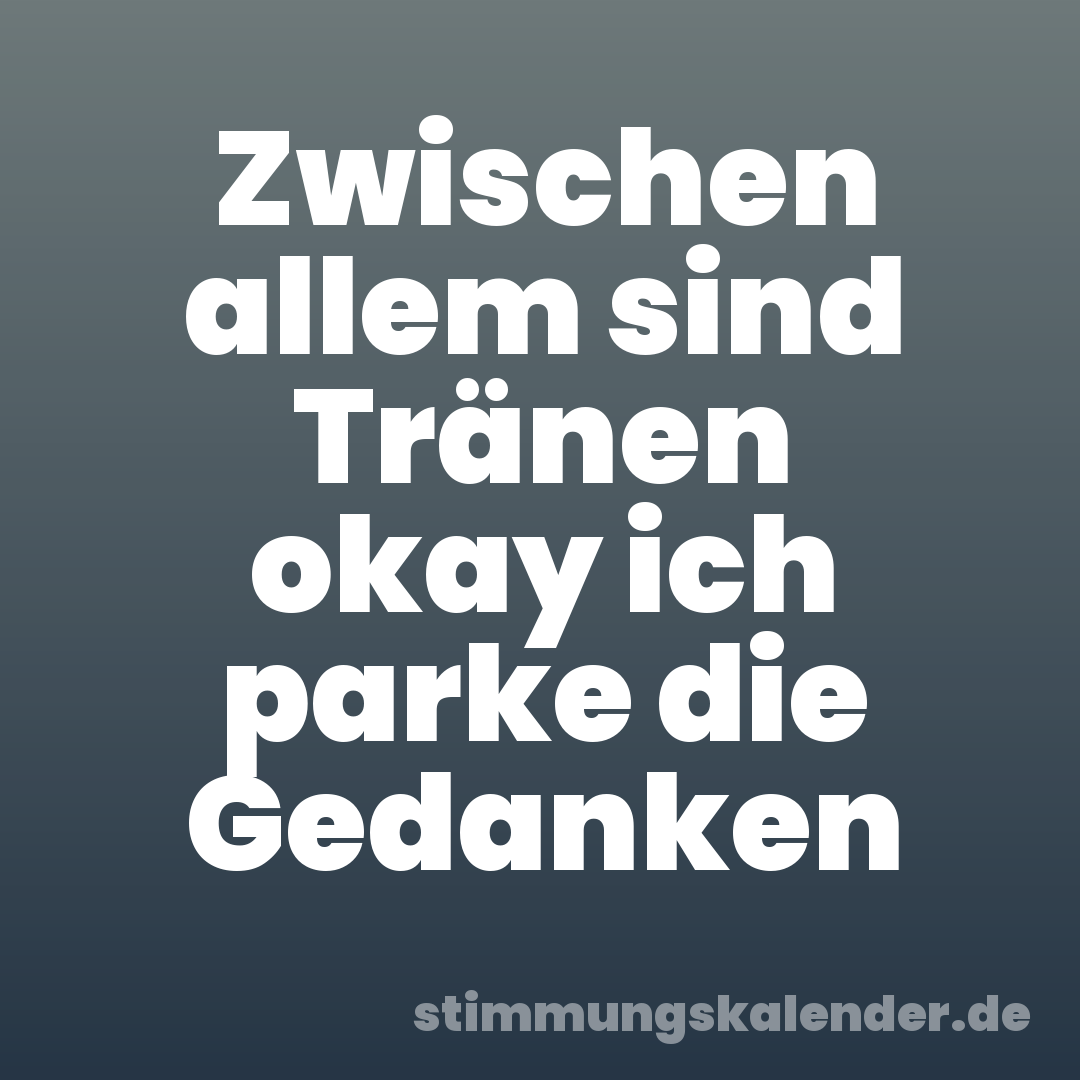 Zwischen allem sind Tränen okay ich parke die Gedanken