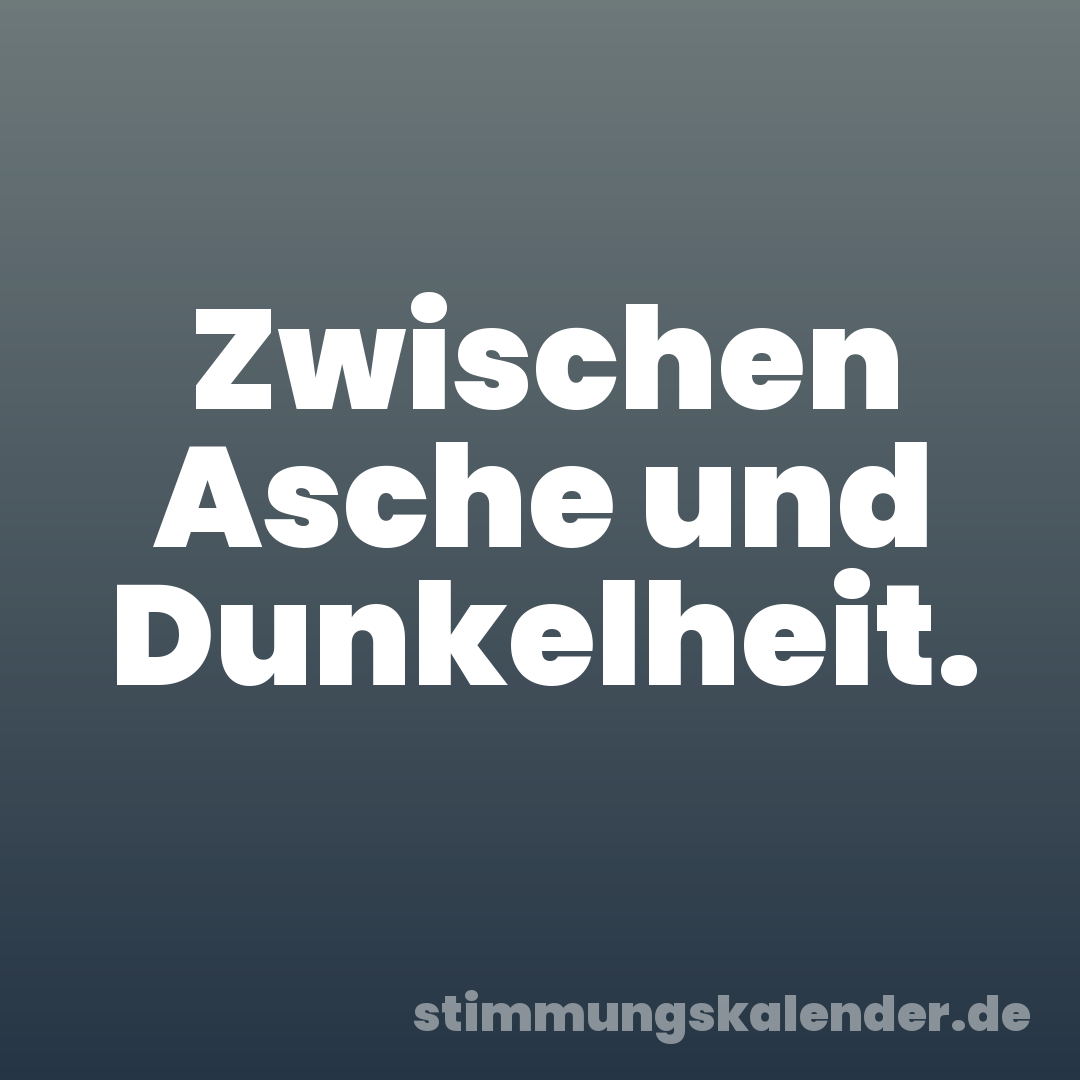 Zwischen Asche und Dunkelheit.