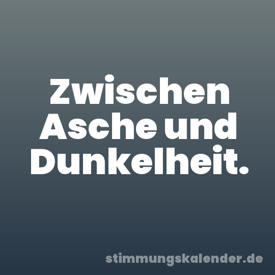 Zwischen Asche und Dunkelheit.
