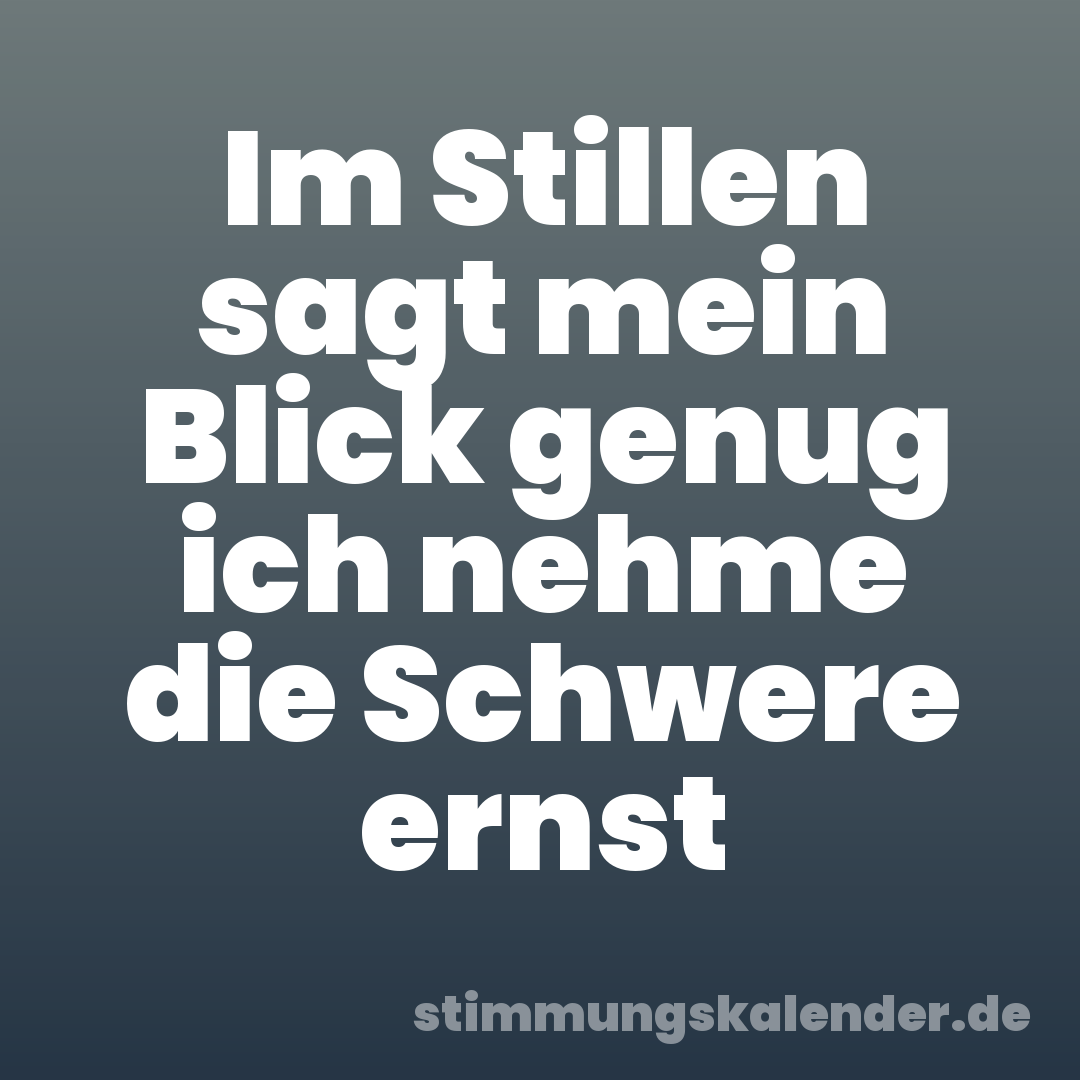 Im Stillen sagt mein Blick genug ich nehme die Schwere ernst
