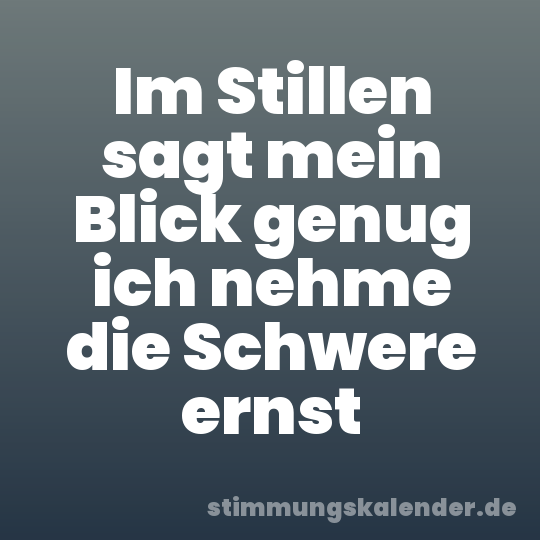 Im Stillen sagt mein Blick genug ich nehme die Schwere ernst