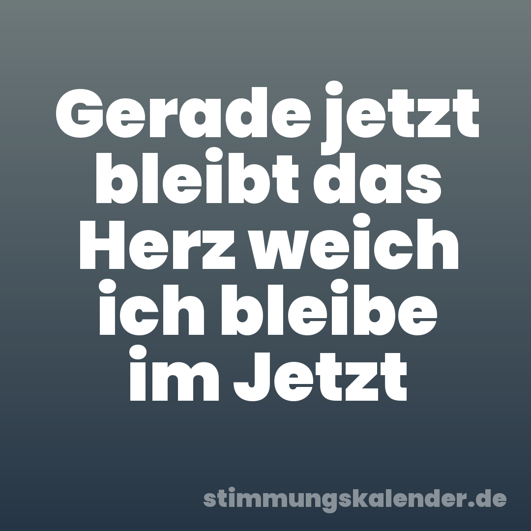Gerade jetzt bleibt das Herz weich ich bleibe im Jetzt