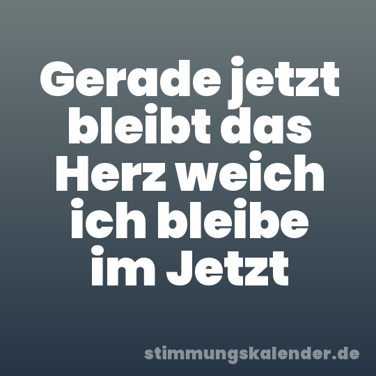 Gerade jetzt bleibt das Herz weich ich bleibe im Jetzt