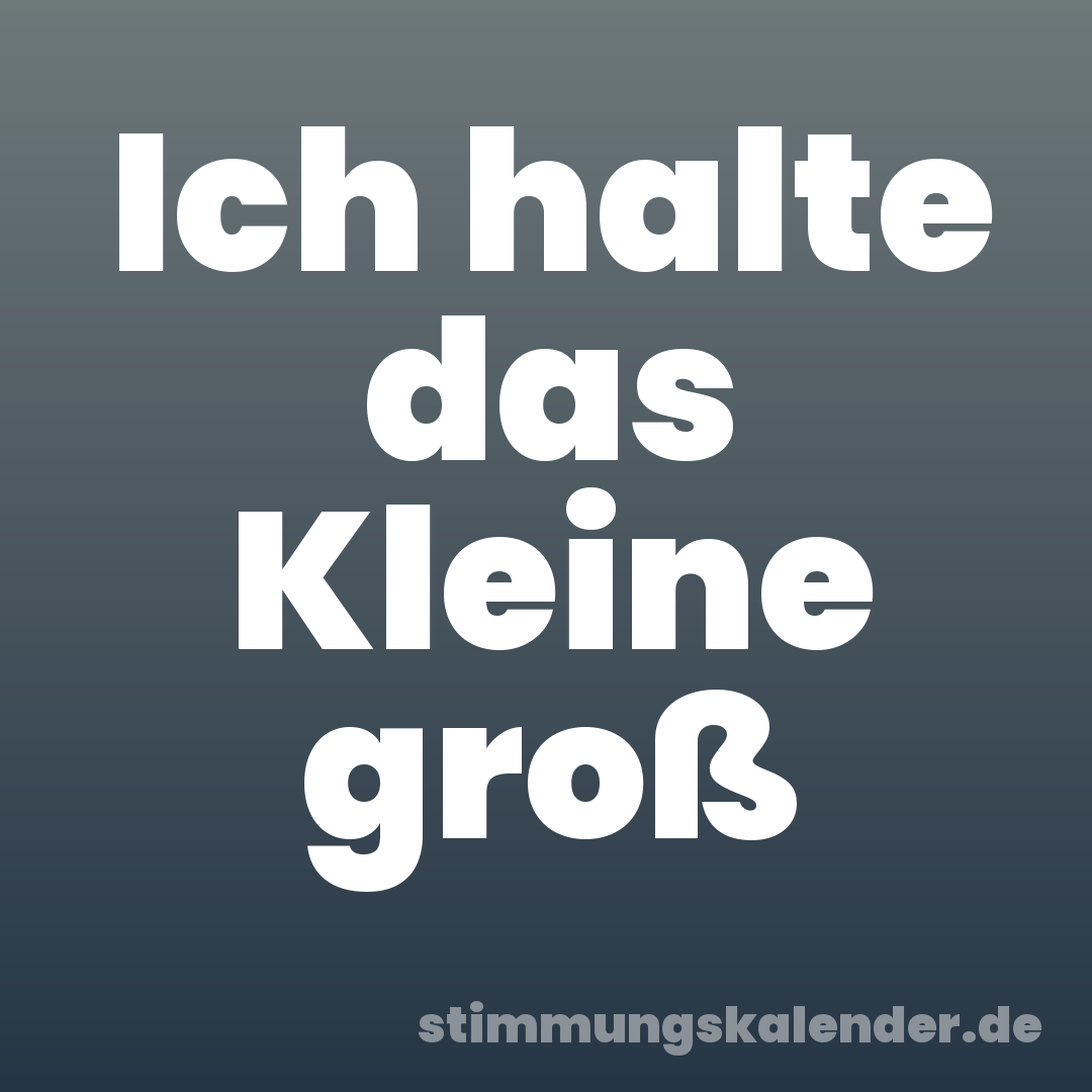 Ich halte das Kleine groß