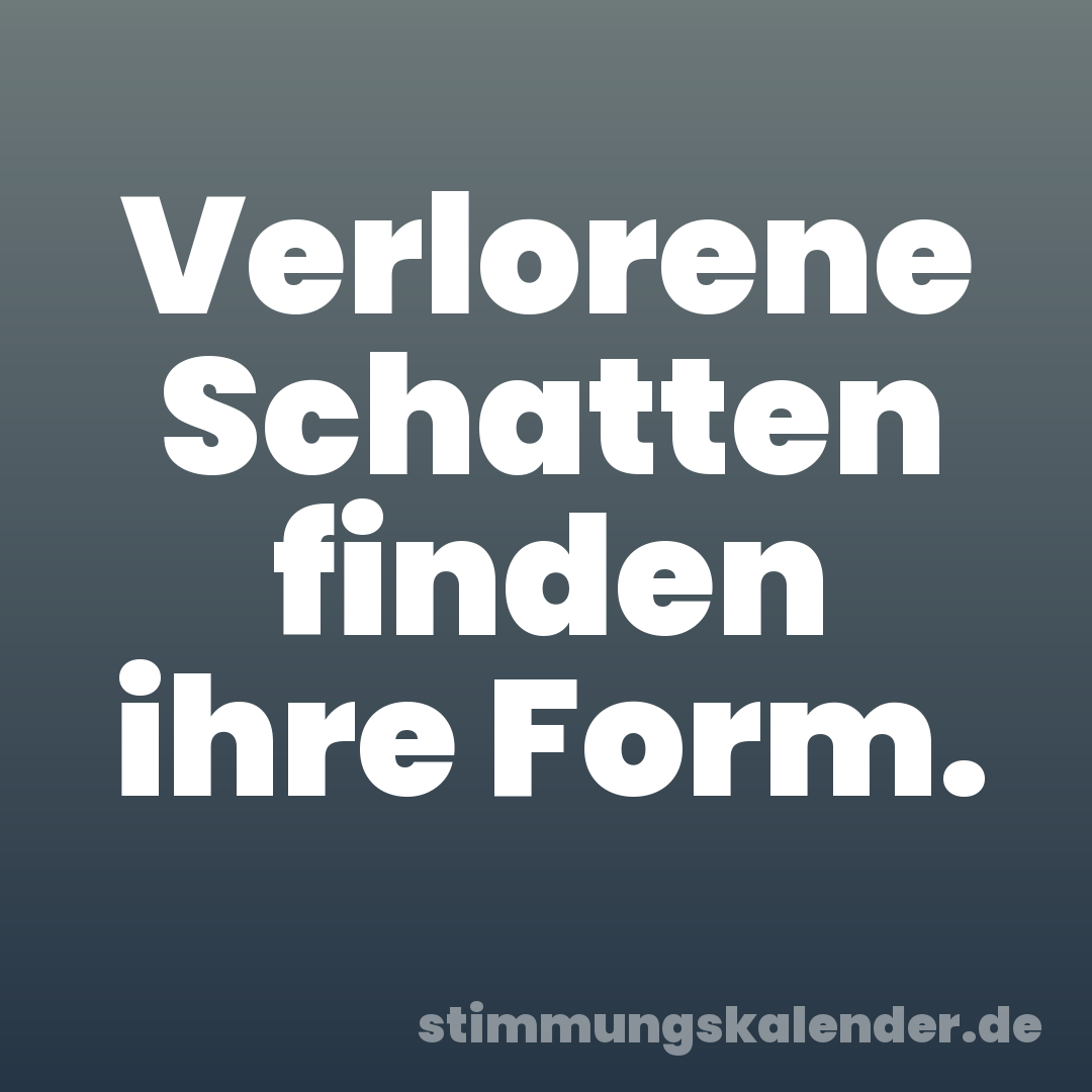 Verlorene Schatten finden ihre Form.