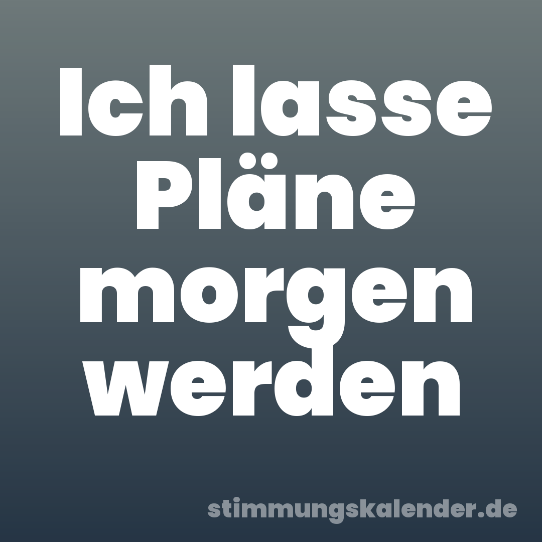 Ich lasse Pläne morgen werden
