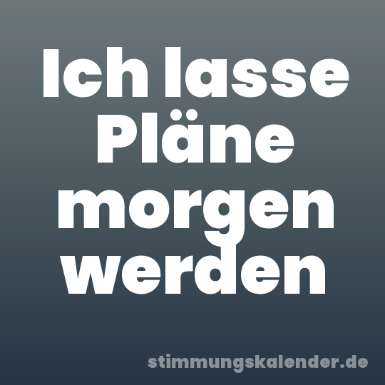 Ich lasse Pläne morgen werden