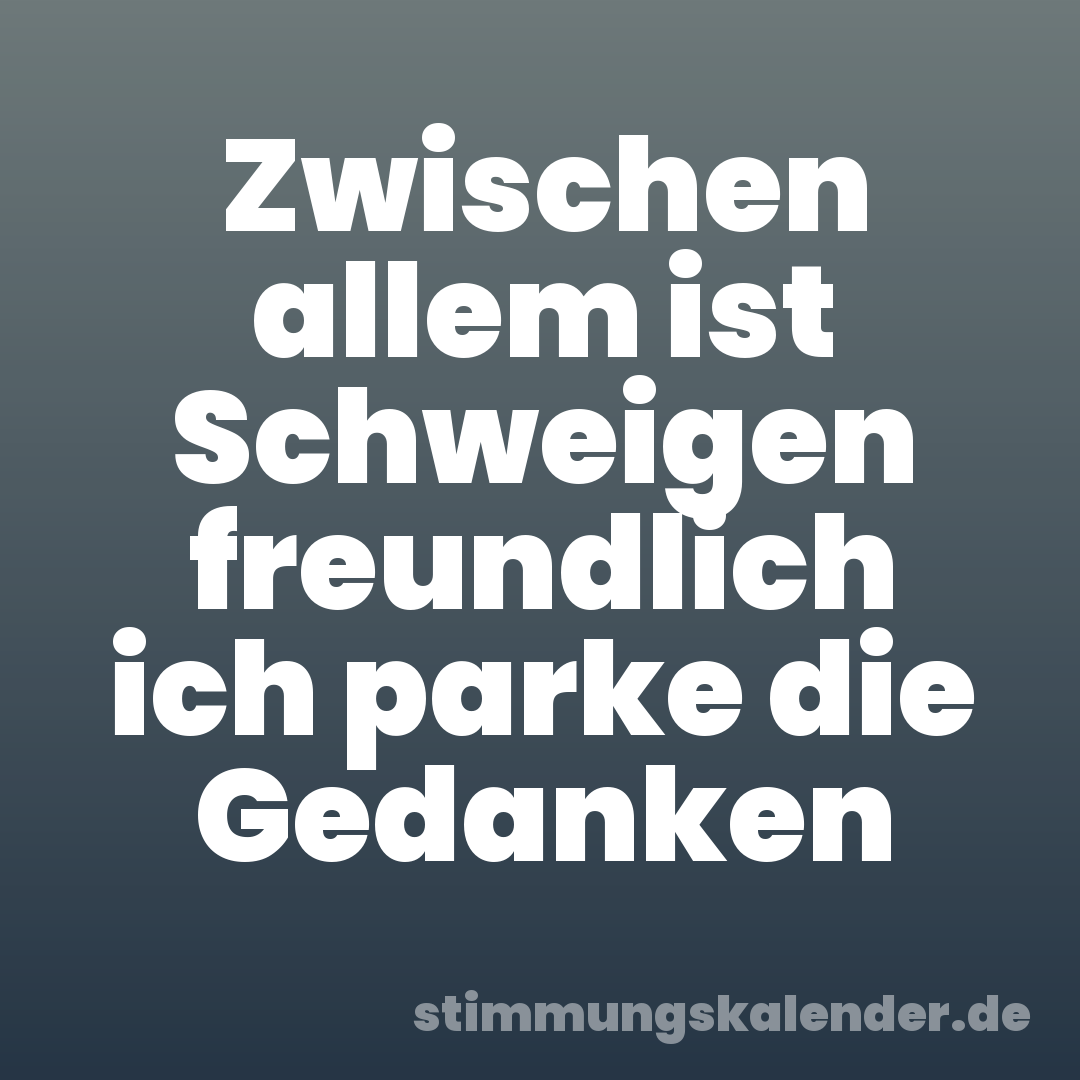 Zwischen allem ist Schweigen freundlich ich parke die Gedanken