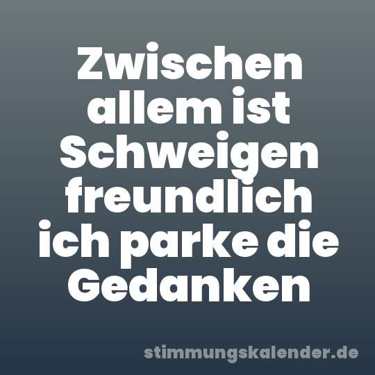Zwischen allem ist Schweigen freundlich ich parke die Gedanken