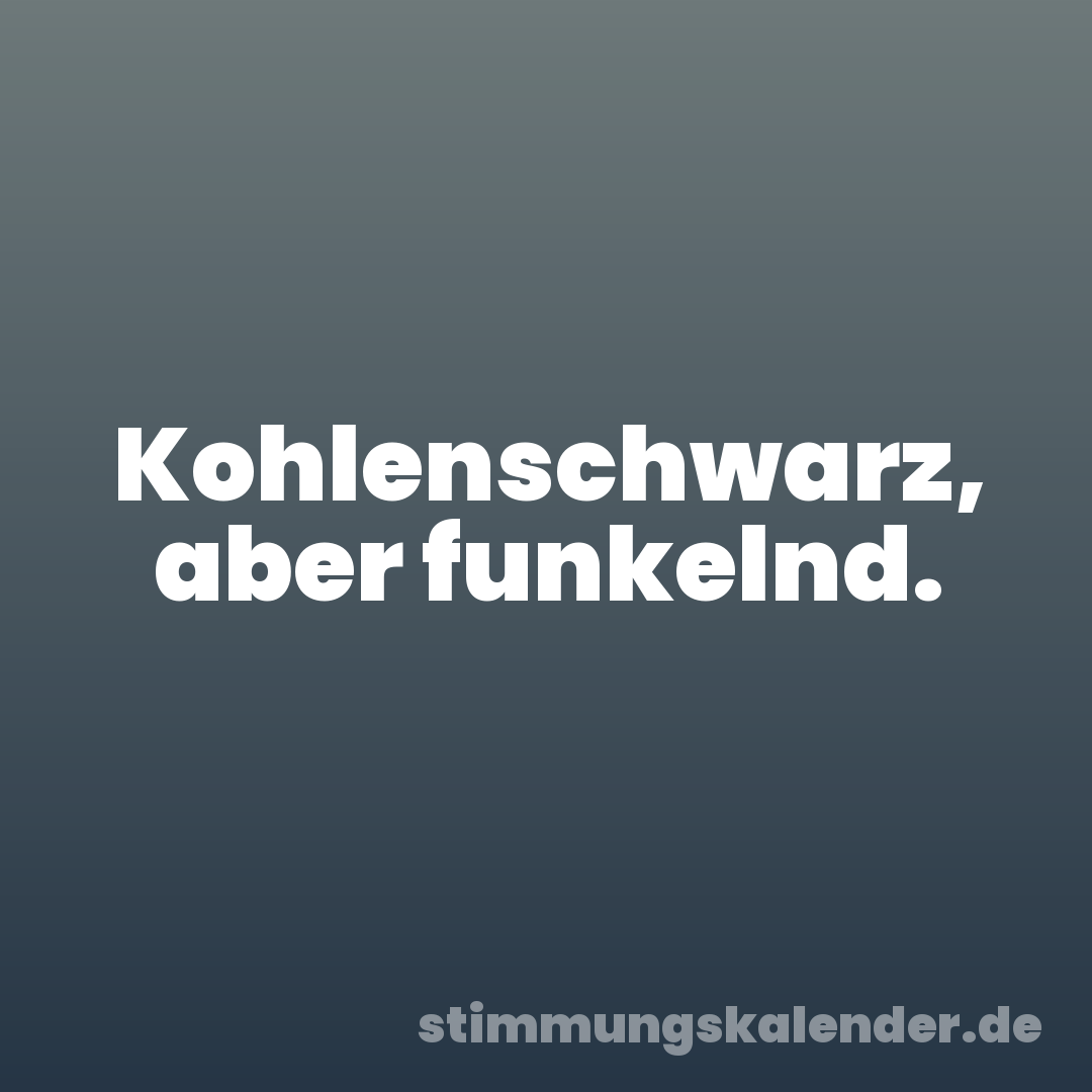 Kohlenschwarz, aber funkelnd.